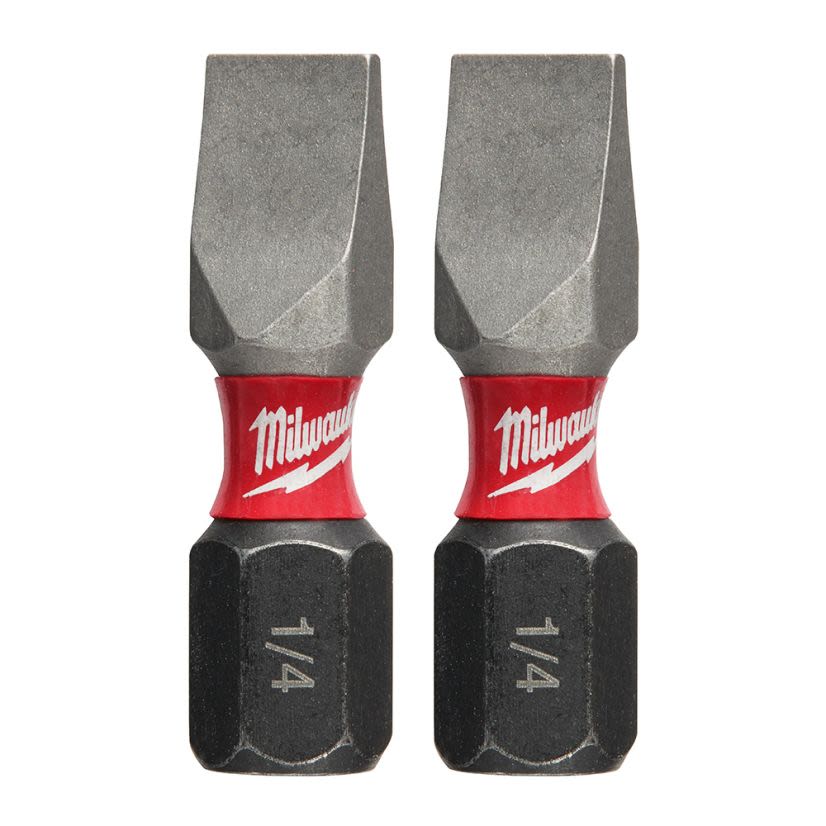 Milwaukee SHOCKWAVE Impact Duty 48-32-4418 Impact Insert Bit, 1/4 in Slotted Point, 1 in OAL, 1/4 in, Proprietary Steel